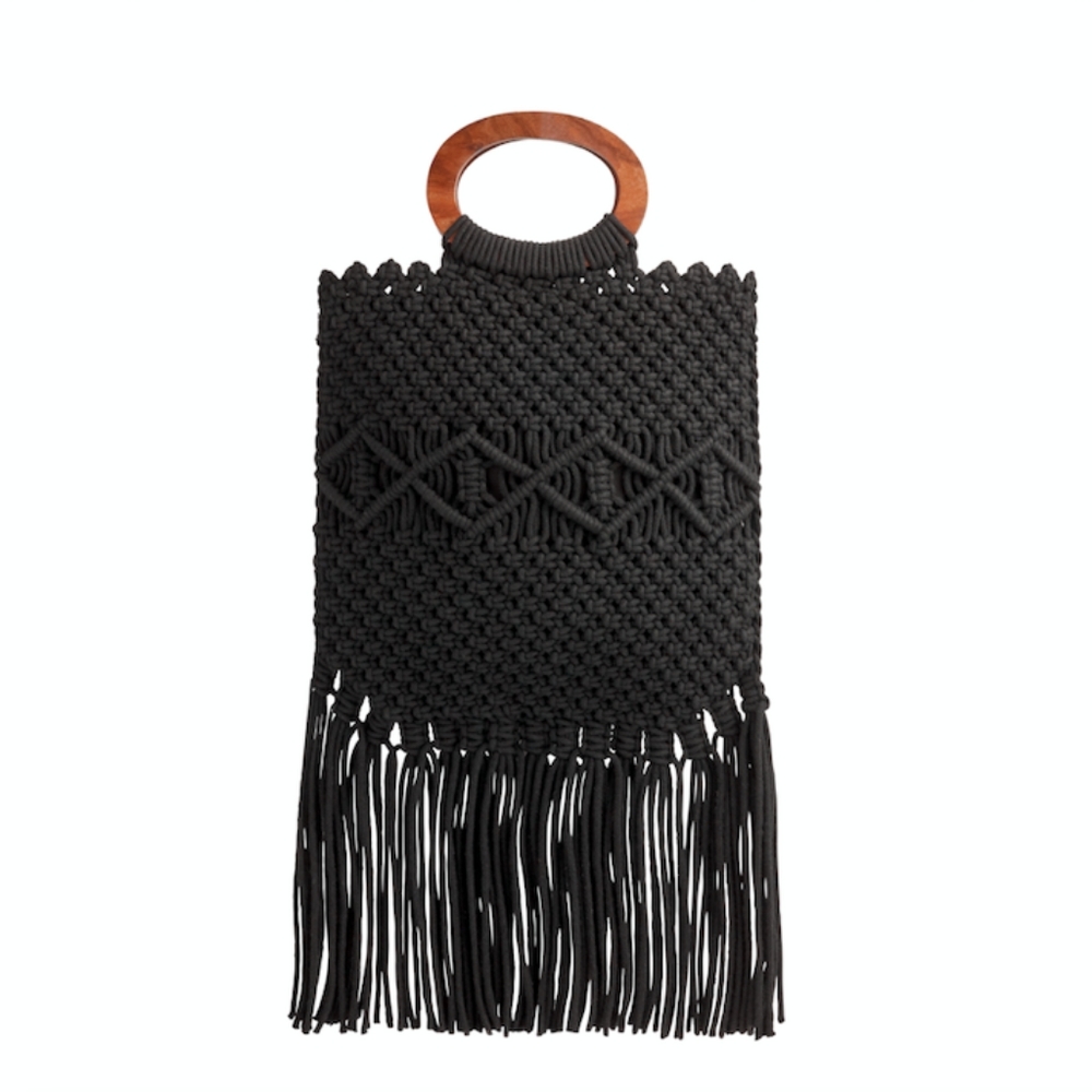 Danielle Nicole macrame black purse